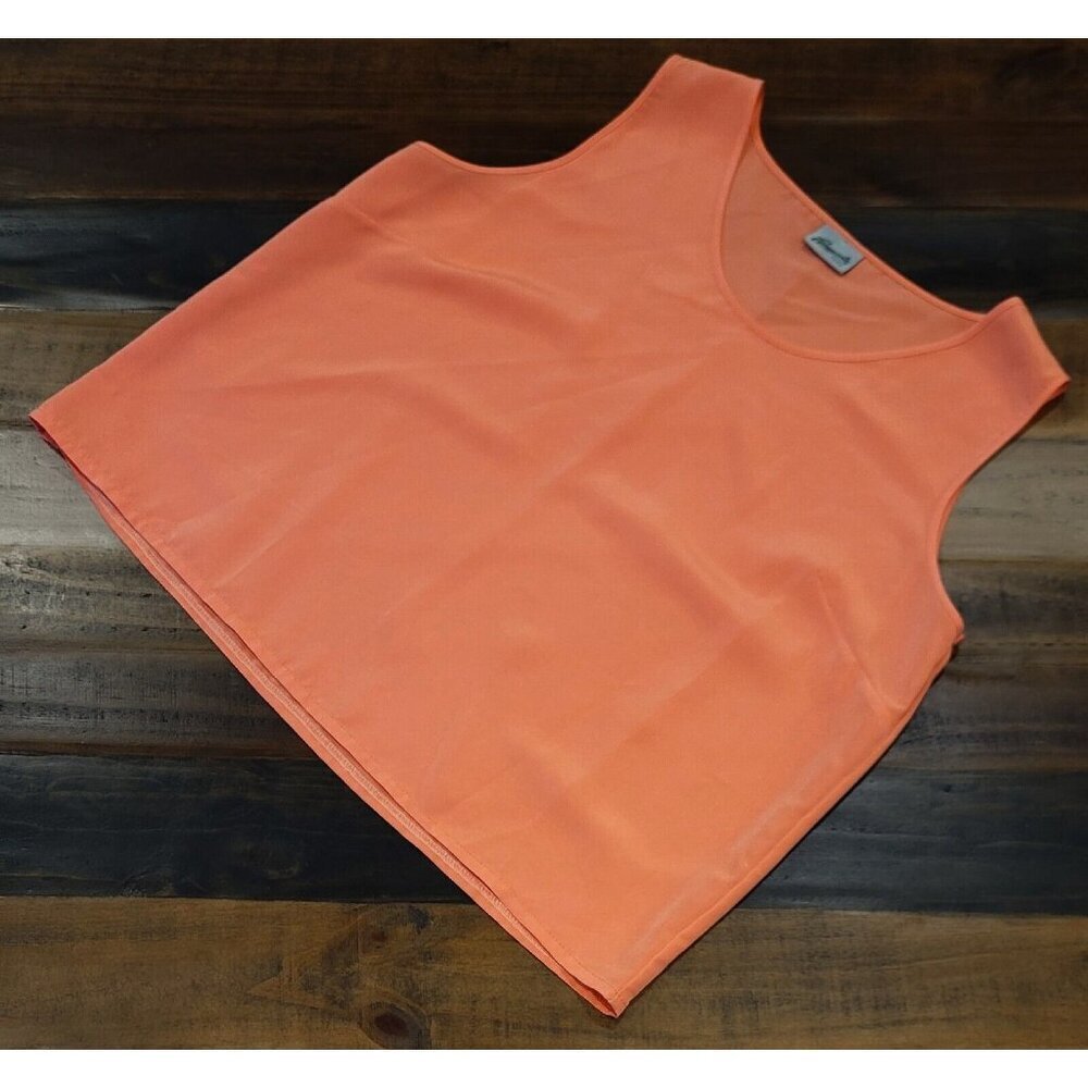 Penningtons Wide Strap Tank Top Lightweight Polyester Peach Orange Women's 2XL